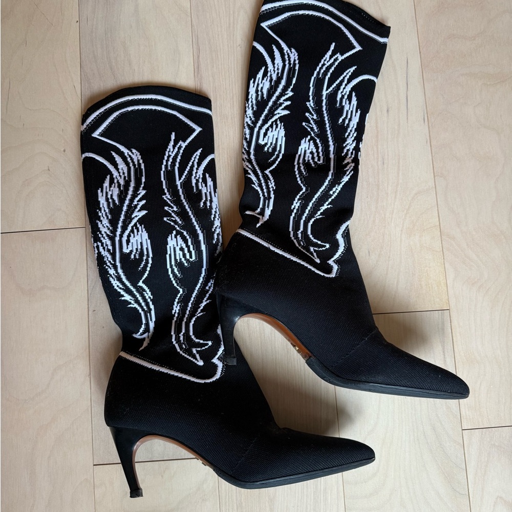 Dior Black and White Heeled Boots